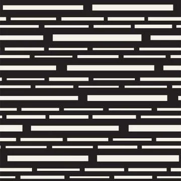 Black and White Irregular Dashed Lines Pattern. Modern Abstract Vector Seamle 스톡 일러스트