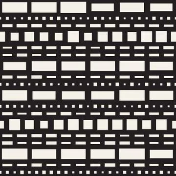 Black and White Irregular Dashed Lines Pattern. Modern Abstract Vector Seamle Stock Illustration