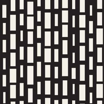 Black and White Irregular Dashed Lines Pattern. Modern Abstract Vector Seamle イラスト素材