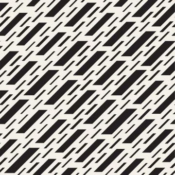 Black and White Irregular Dashed Lines Pattern. Modern Abstract Vector Seamle Stock Illustration