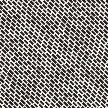Black and White Irregular Dashed Lines Pattern. Modern Abstract Vector Seamle Stock Illustration