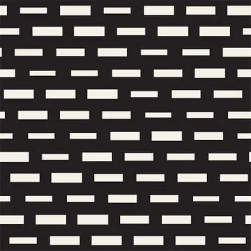 Black and White Irregular Dashed Lines Pattern. Modern Abstract Vector Seamle イラスト素材