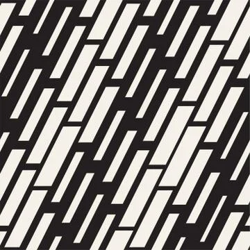 Black and White Irregular Dashed Lines Pattern. Modern Abstract Vector Seamle Stock Illustration