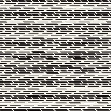 Black and White Irregular Dashed Lines Pattern. Modern Abstract Vector Seamle 스톡 일러스트