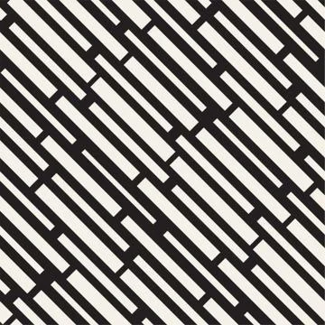 Black and White Irregular Dashed Lines Pattern. Modern Abstract Vector Seamle Stock Illustration