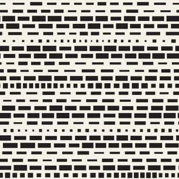 Black and White Irregular Dashed Lines Pattern. Modern Abstract Vector Seamle イラスト素材
