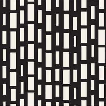 Black and White Irregular Dashed Lines Pattern. Modern Abstract Vector Seamle イラスト素材