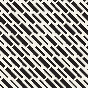 Black and White Irregular Dashed Lines Pattern. Modern Abstract Vector Seamle Stock Illustration