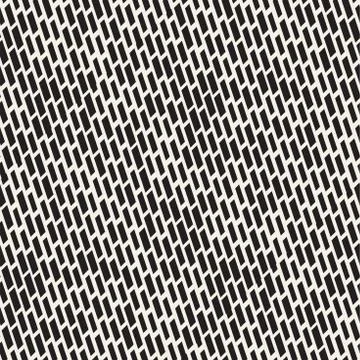 Black and White Irregular Dashed Lines Pattern. Modern Abstract Vector Seamle Stock Illustration