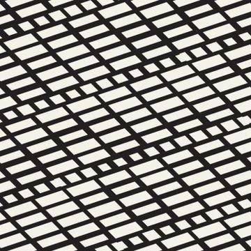 Black and White Irregular Dashed Lines Pattern. Modern Abstract Vector Seamle イラスト素材