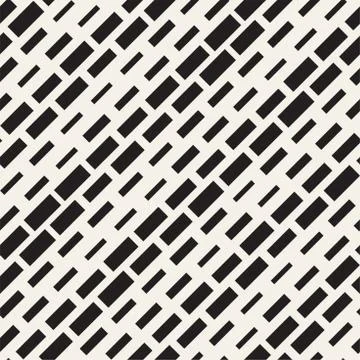 Black and White Irregular Dashed Lines Pattern. Modern Abstract Vector Seamle イラスト素材