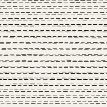 Black and White Irregular Dashed Lines Pattern. Modern Abstract Vector Seamle イラスト素材