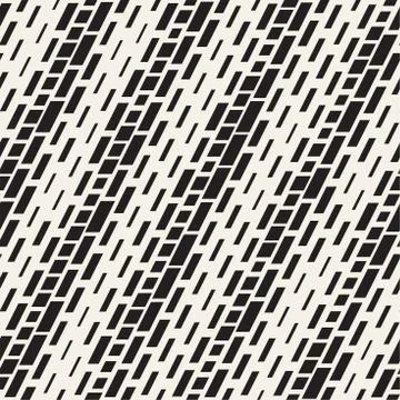 Black and White Irregular Dashed Lines Pattern. Modern Abstract Vector Seamle 库存插图