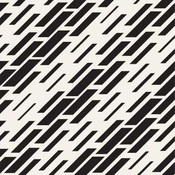 Black and White Irregular Dashed Lines Pattern. Modern Abstract Vector Seamle 스톡 일러스트