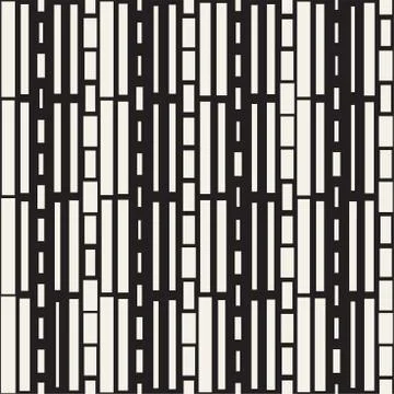 Black and White Irregular Dashed Lines Pattern. Modern Abstract Vector Seamle イラスト素材
