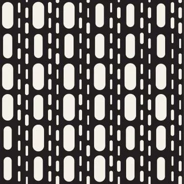 Black and White Irregular Rounded Dashed Lines Pattern. Modern A Stock Illustration