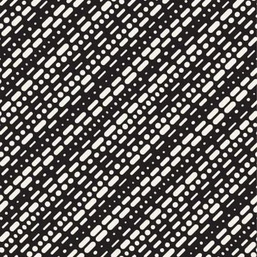 Black and White Irregular Rounded Dashed Lines Pattern. Modern A Stock Illustration