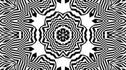 Black and White Kaleidoscope Loop, Geometric Design Patterns Mosaic Video Stock Footage 285292576