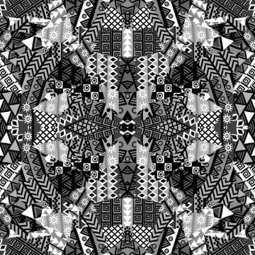 Black and white kaleidoscope patchwork background Stock Illustration