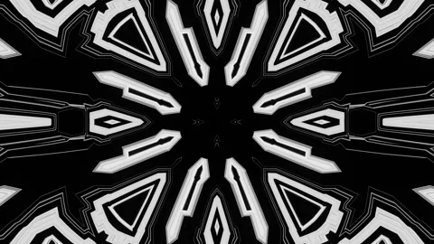 Black and white kaleidoscope pattern in a seamless loop. Vídeo Stock 288322435