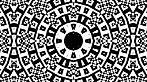 Black and White Kaleidoscopic Loop Stock Footage 7902778