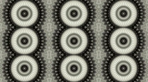 Black and white kaleidoscopic pattern with three lines of twinkle rings. Vidéo 46875889