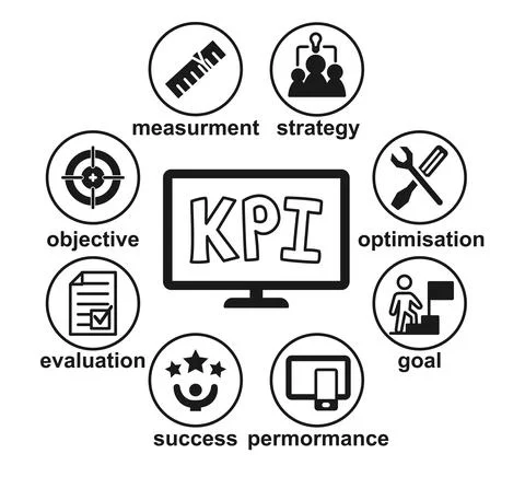 Black and white key performance indicators concept 스톡 일러스트