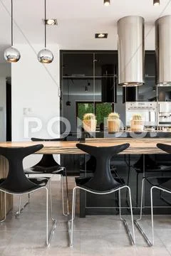 Black and white kitchen Stock Photos