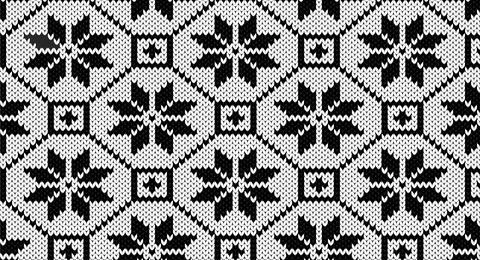 Black and white knitted pattern, Festive Sweater Design. Seamless Knitted Pat Stock Illustration