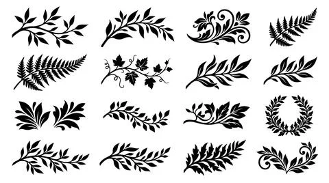 Black and white leaf patterns isolated design 库存插图