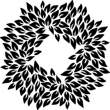 Black and white leaves pattern. Eco friendly sltyle wreath frame. Vector 스톡 일러스트