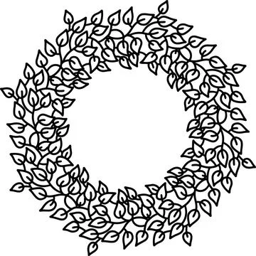 Black and white leaves pattern. Eco friendly sltyle wreath frame. Vector 스톡 일러스트
