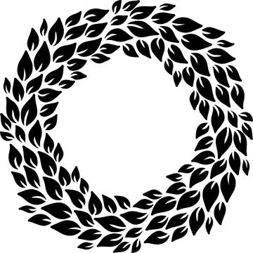 Black and white leaves pattern. Eco friendly sltyle wreath frame. Vector Illustrazione stock