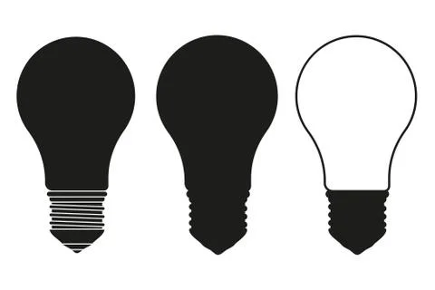 Black and white light bulb set Stock Illustration