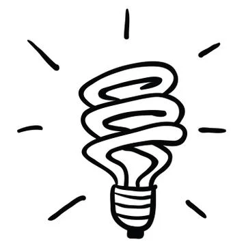 Black and white light saving bulb Stock Illustration