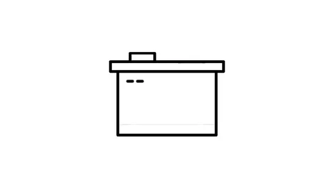 Black and white line art of a stove, depicting its essential elements and o.. Stock Footage 332763253
