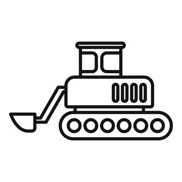 Black and white line art of a bulldozer 스톡 일러스트
