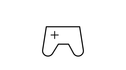Black and white line drawing of a game controller, featuring distinct butto.. Stock Footage 333549622