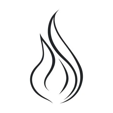 Black and white line of a flickering flame shape with smooth curves isolate.. Illustrazione stock