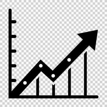 Black and white line graph icon showing business growth and financial success Illustrazione stock