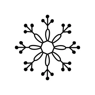 Black and white line snowflake vector illustration for winter season and Stock Illustration