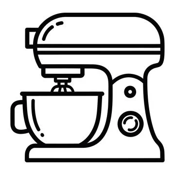 Black and white line of a stand mixer kitchen appliance line black. Stock Illustration