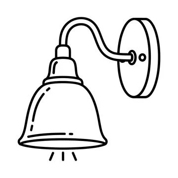 Black and white line of a wall mounted lamp wall lamp sconce light fixture. Stock Illustration