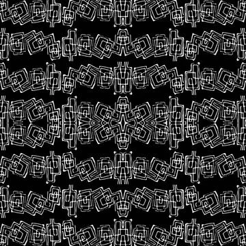Black and White Linear Geometric Seamless Pattern Mixed media abstract geo... Stock Photos