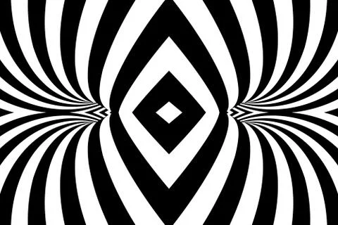 Black and white lines optical illusion. Abstract striped spiral vector backgr Stock Illustration