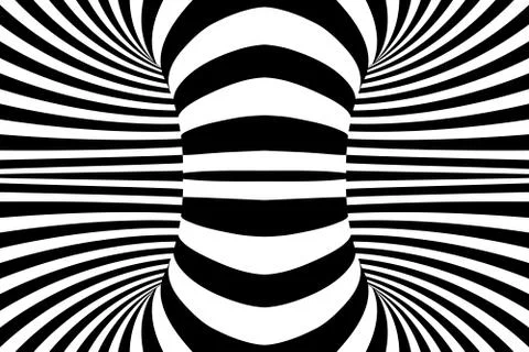Black and white lines optical illusion. Abstract striped spiral vector backgr Stock Illustration