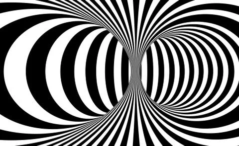 Black and white lines optical illusion. Abstract striped spiral vector backgr Stock Illustration