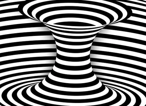 Black and white lines optical illusion. Abstract striped spiral vector backgr Stock Illustration