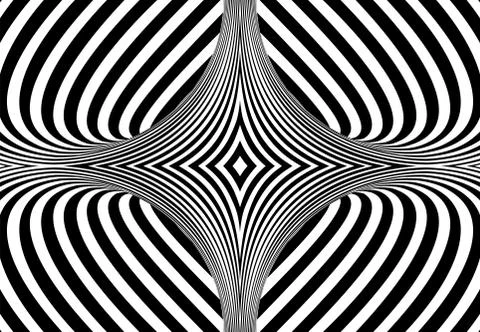 Black and white lines optical illusion. Vector illustration Stock Illustration