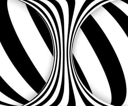 Black and white lines optical illusion. Abstract striped spiral vector backgr Stock Illustration